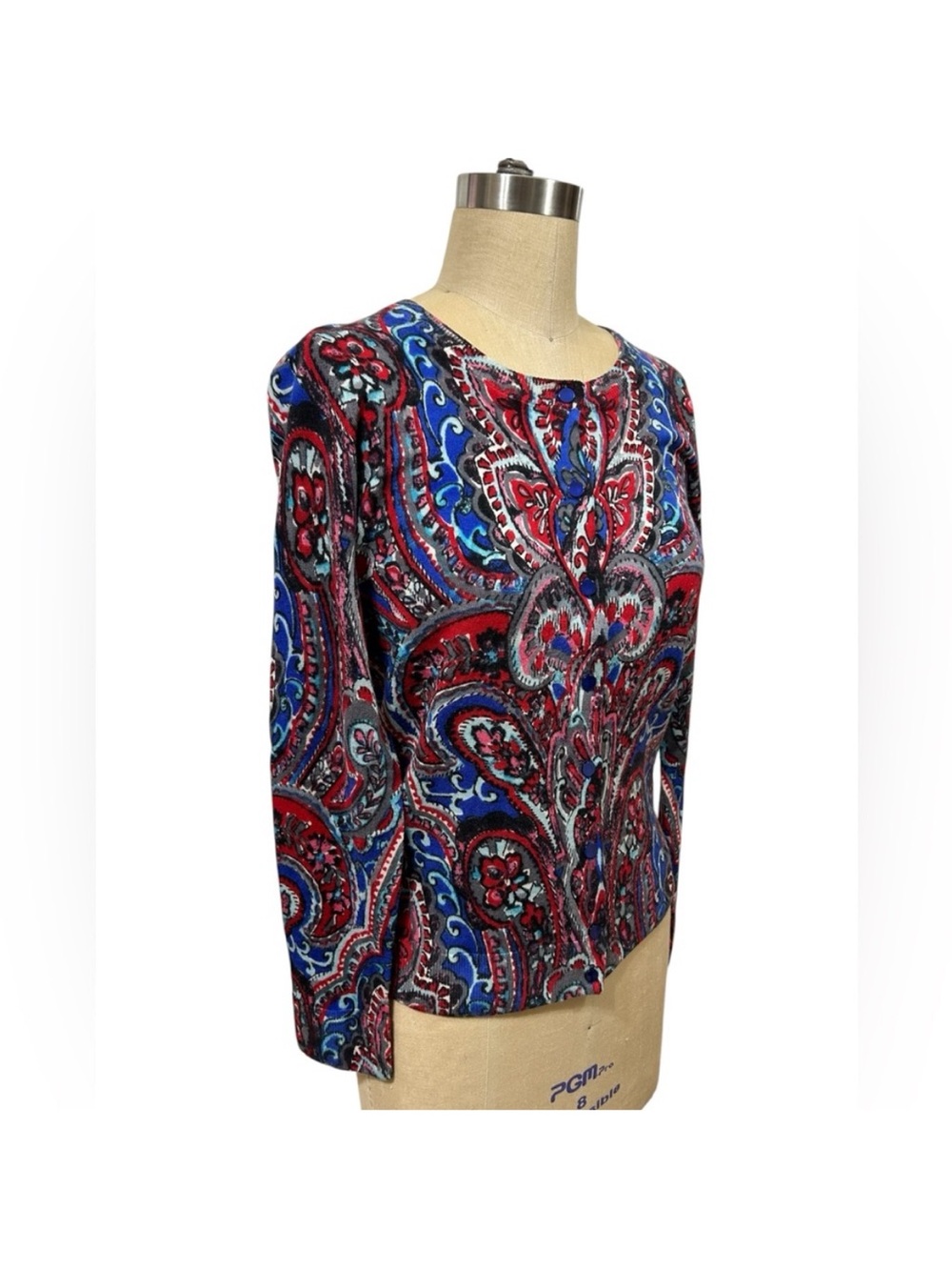 NWT Talbots Multicolor Paisley Cardigan 100% Merino Wool size Medium Academia